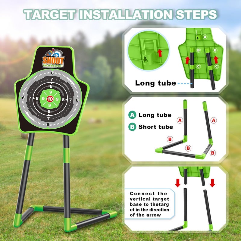 spring flower Bow and Arrow Toys for Kids, Archery Set Includes Super Bow with LED Lights, 10 Suction Cups Arrows,Archery Set with Standing Target and 3 Target Cans for Boys and Girls - Image 4